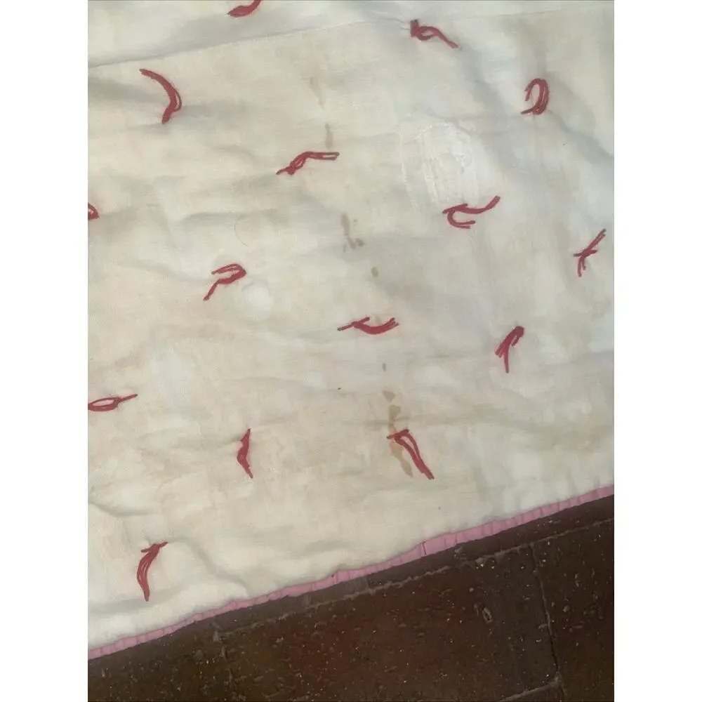 Vintage Handmade Hand Knotted Twin Sz Cotton Quilt Patchwork 77”x 58”